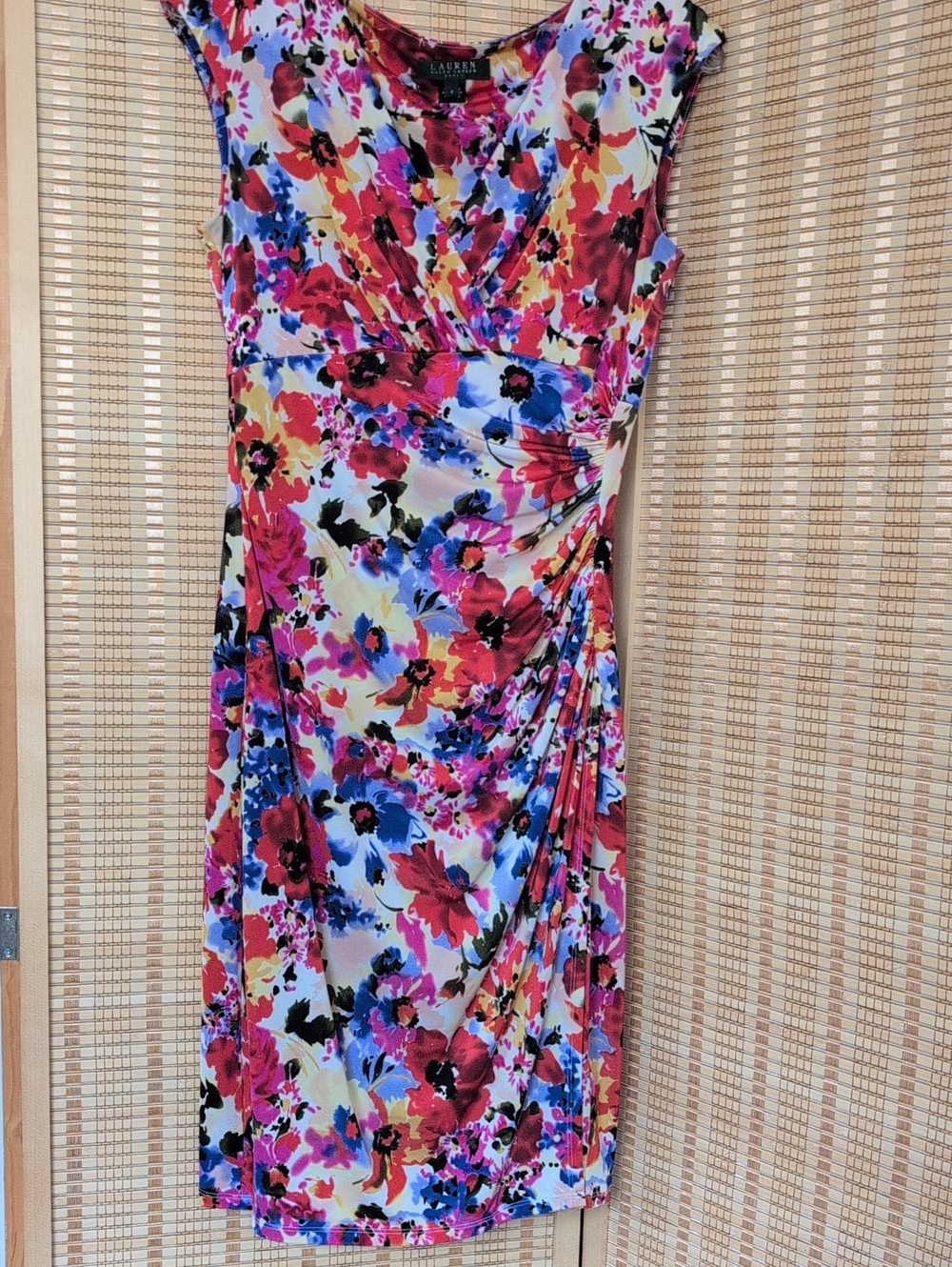 Lauren Ralph Lauren Floral Multicolor Midi Dress - Pink, Blue, Red
